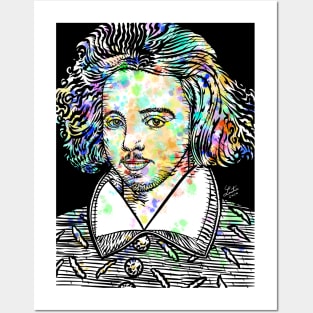 CHRISTOPHER MARLOWE watercolor and ink portrait Posters and Art